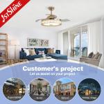 Color Changing 3000K Retractable Ceiling Fan Light For Hotel Bedroom