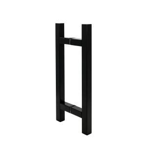 China Matt Black L-Shaped Bathroom Glass Door Handle for Shower Made of Stainless Steel 304 factory