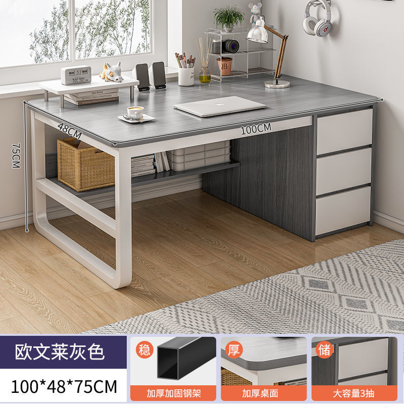 Simple Modern Office Furniture Iron Wood Bedroom Workbench Desk for in Home Offic