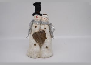 China Lighted Holiday Decorative Snowman Figurine , Double Resin Snowman Figurines factory