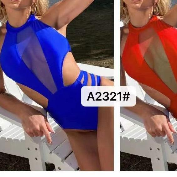 Ladies One Piece Swimsuit Solid Color Factory Direct Supply High Waist Miss Hard
