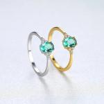 Delicate CZ Dainty Emerald Jewelry Ring Simple 925 Sterling Silver