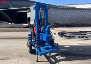 China Water Well Drilling Rig Trailer Mounted 100mm Hole Diameter Blue Diesel Engine factory