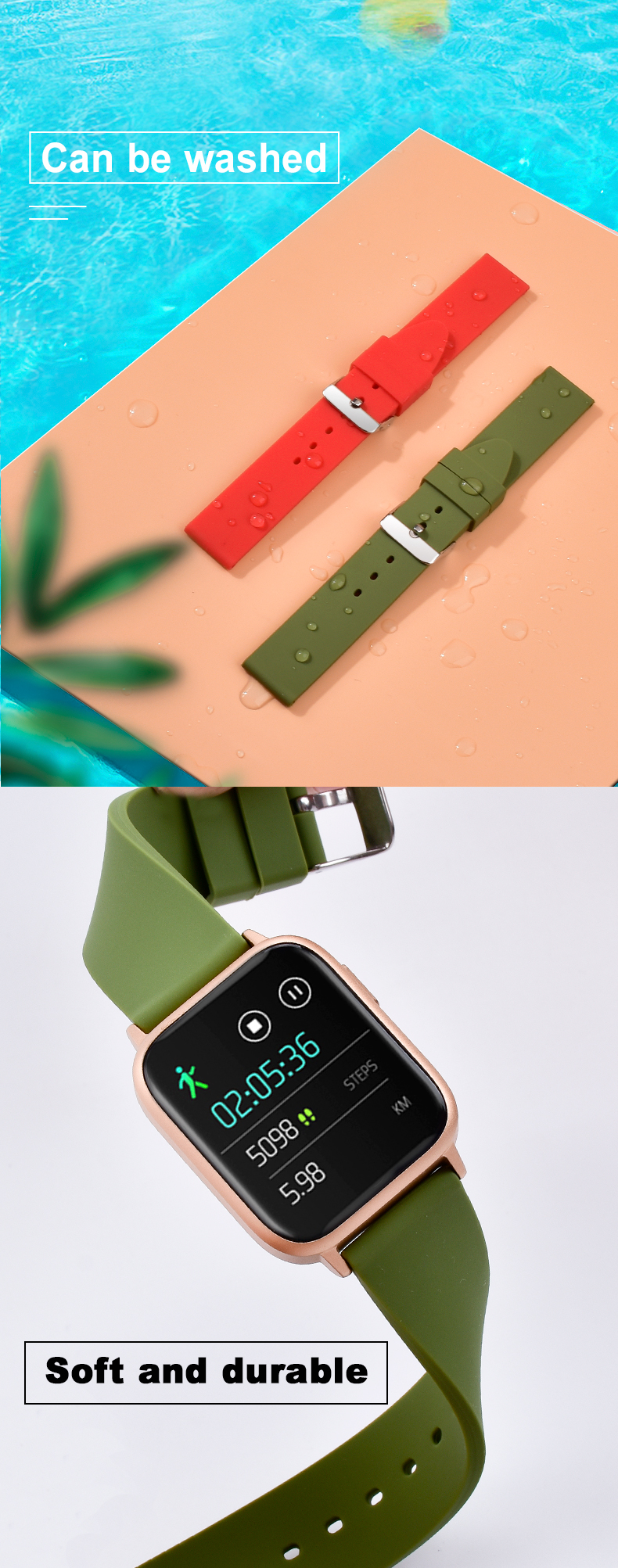 OEM Classical Quick Release Silicone Rubber Watch Strap 22mm