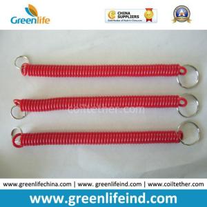China Plastic TPU Spring Key Coil Chain w/25/20mm Key Rings on Two Ends in Red Hot Color factory
