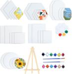 Hexagon Round Rectangle Shape Canvas Painting Sets With Palettes Easels Sponges