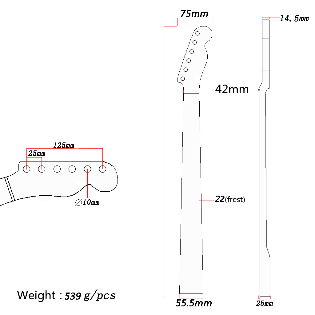 Maple Guitar Neck Replacement TL Electric Guitar Neck 22 Frets Tiger Flame Adjustable Truss Rod