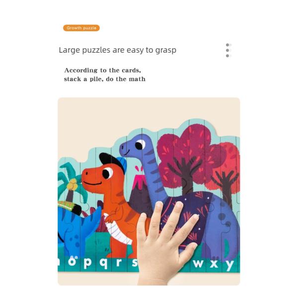 Enlightenment 26 Letters Striped Puzzles Children's Educational Toys Early Cognitive Double-sided Cartoon Animal Jigsaw