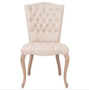 China home goods dining chair upholstered dining chair studded dining chairs oak wood ,linen fabric factory