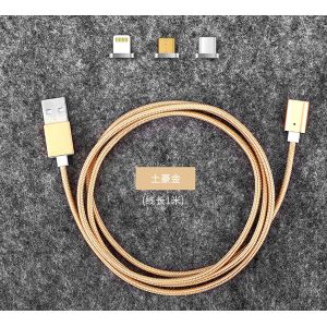 Magnetic Charging Micro Data LED USB Cable 360 Degree 3 In 1 Nylon Braided