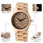 Handcrafted Wrist Wooden Quartz Movement Watch Custom Logo High Durability For