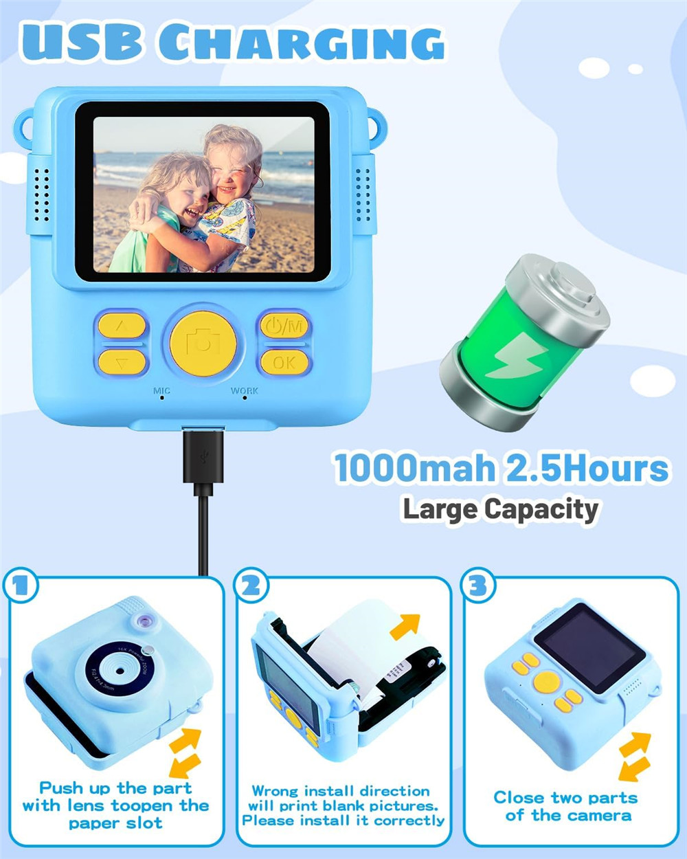 X11S Mini Dual Lens Kids Camera 1080P Bunny Cartoon Children Camera Adorable Toy Kids Selfie Digital Camera As Gift Prize
