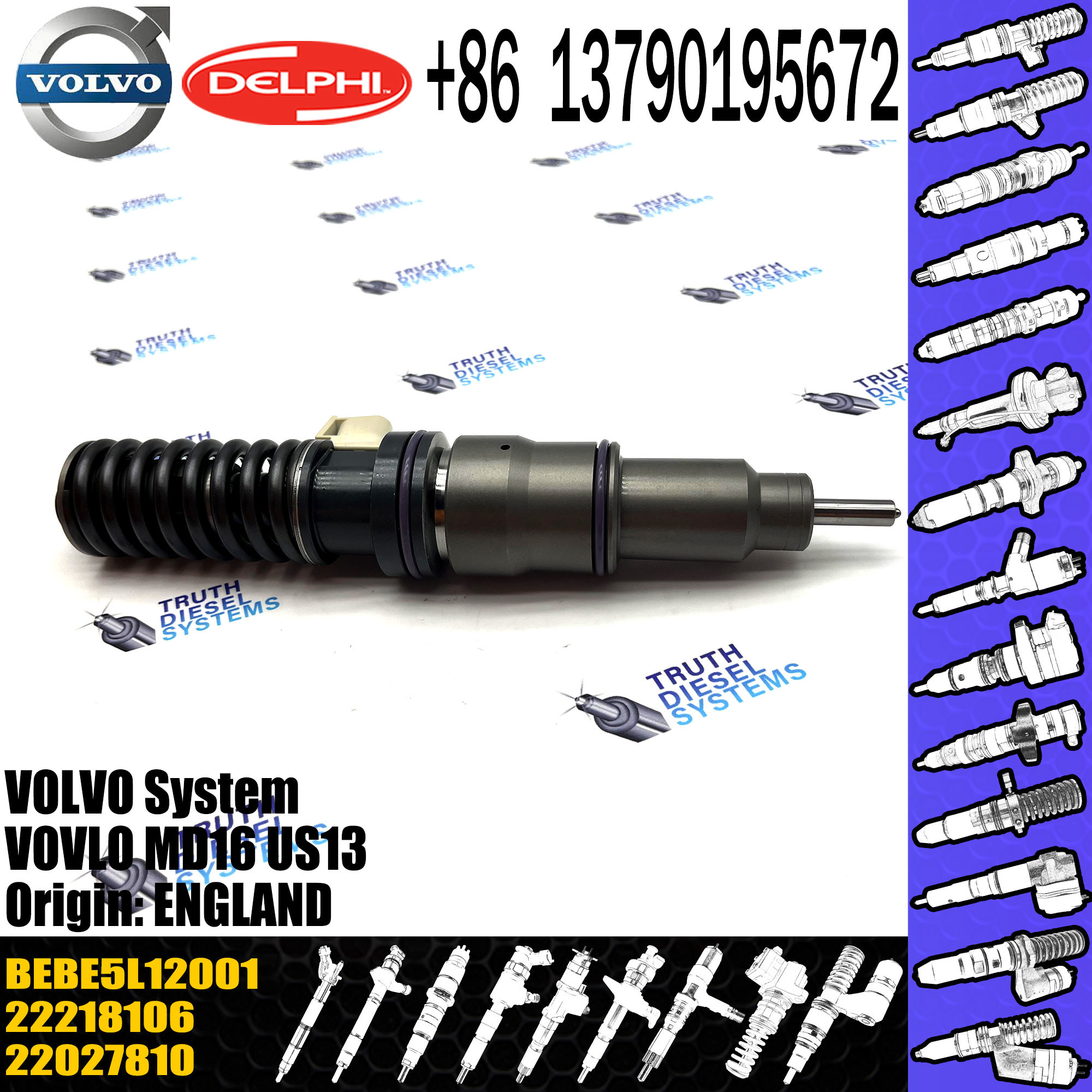 Direct Sale Diesel Fuel Injector 22218106 22027810 BEBE5L12001 For VOVLO MD16 US13