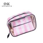 Eco Friendly PVC+Polyester Zipper Soft Clear Travel Cosmetic Bag
