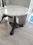 Black Modern Side Metal Table Legs Diameter 3" Column With White Marble Top