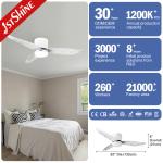3 ABS Blades Decorative Low Floor Flush Mount Ceiling Fan With Light