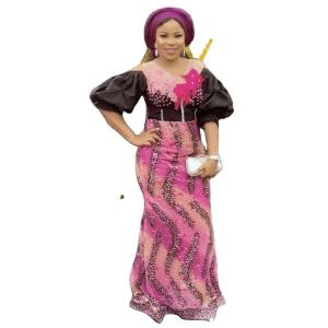 China New styles flocking velvet lace with sequins african lace Senegal dress for party Ghana lace fabric women clothing factory