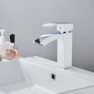 China Brass Single Hole Single Handle Basin Mixer Tap In Chrome White factory