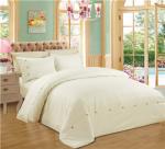 Sateen Stripe Duvet Cover Polyester Cotton Bedding Set 4pcs Solid Color