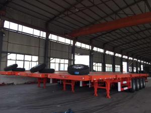 China Sturdy and Durable Flat Bed Semi Trailer with 3mm Diamond Plate Platform Plate factory