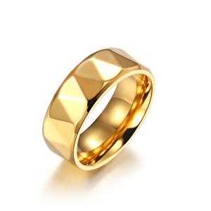 China 8MM Fashion Men Jewelry Gold Plating Rings Stainless Steel Punk Jewelry factory