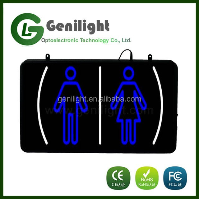 Unisex GLT-LSN5633-046 Male Female Restroom Toilet Washroom LED Sign with 5mm Brightness LED