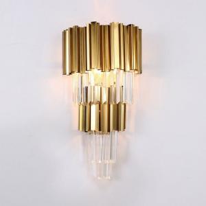 China E14*3 E14*2 Gold Finish And Crystal Wall Lamp Sconces 6500K 4000K For Home Indoors on sale