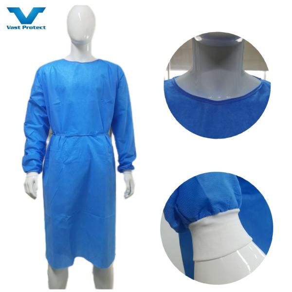 Non-Sterile Isolation Gown M/L/XL Waterproof Breathable SMS Nonwoven Material