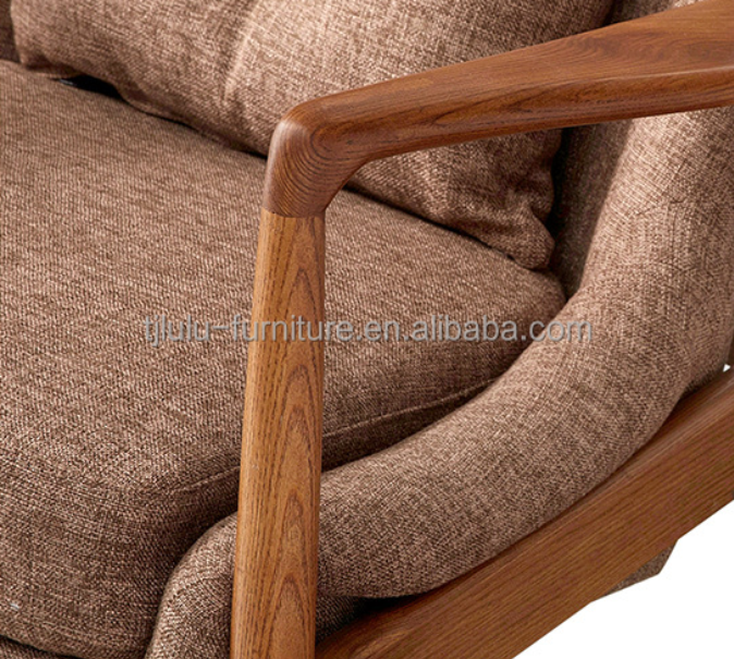 Design Modern Leisure Solid Wood Fabric Dining Room Restaurant Sofa Chair Living Room Furniture With Armrest for Leisure