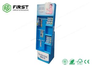 China OEM Printed Logo Foldable Floor Paper Custom Cardboard Pop Display Stand With Hooks factory
