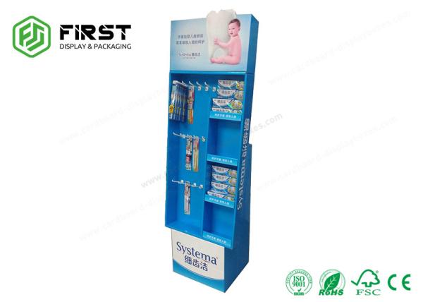 OEM Printed Logo Foldable Floor Paper Custom Cardboard Pop Display Stand With