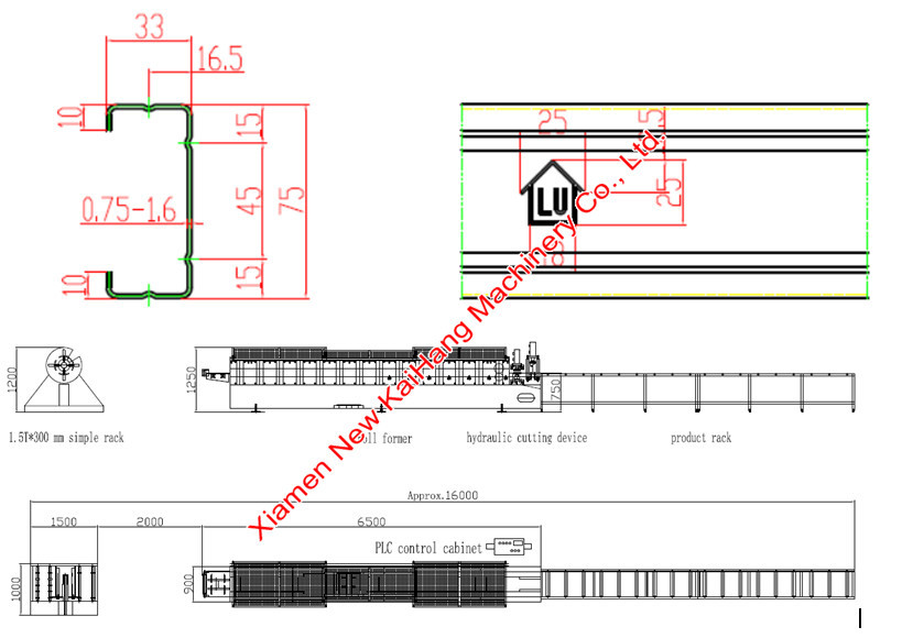 GI Sheets G350 Purlin Roll Forming Machine Driven Motor