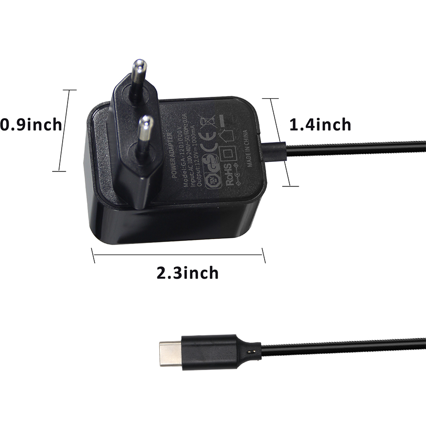 36W USB-C 12V 3A EU Power Adapter with CE FCC Certification