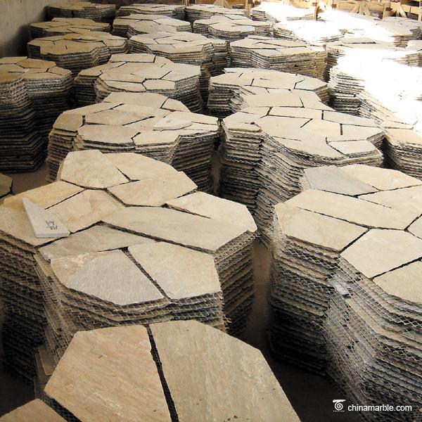 Natural stone High Hardness Natural Slate Meshed Flagstone Paver Tile For