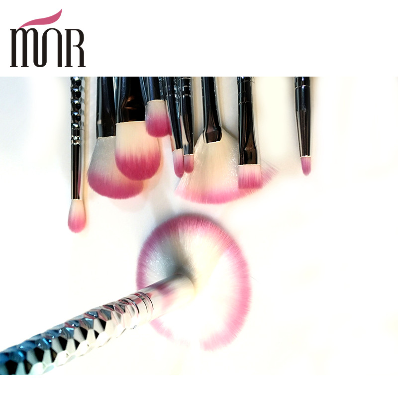 Multi Purpose Rainbow Professional Makeup Brush Kit Plating Colorful Handle
