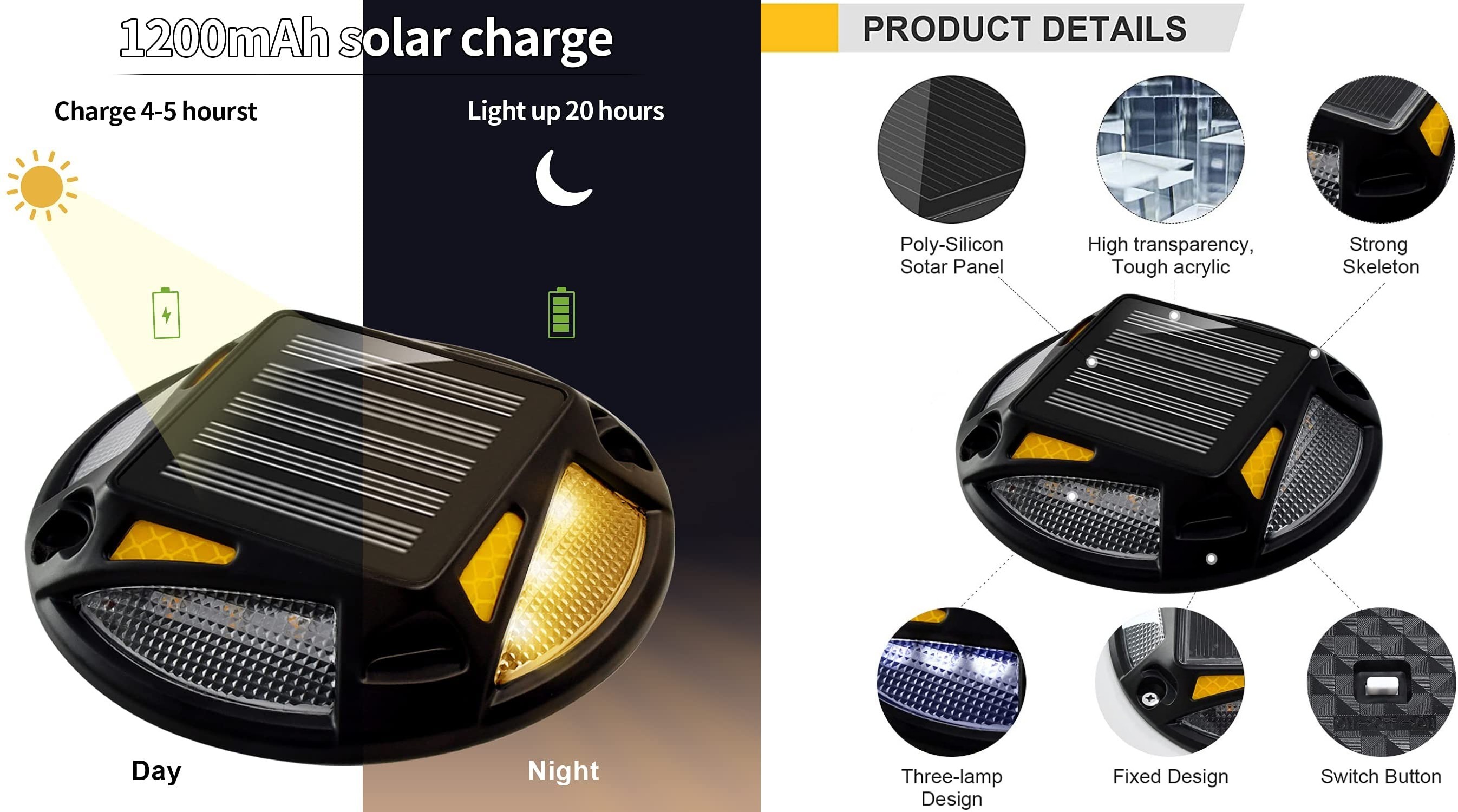 Waterproof Solar Dock Ground Deck Light Garden Pavement Warning Step Solar Light Stair Deck Light For Driveway Sidewalk