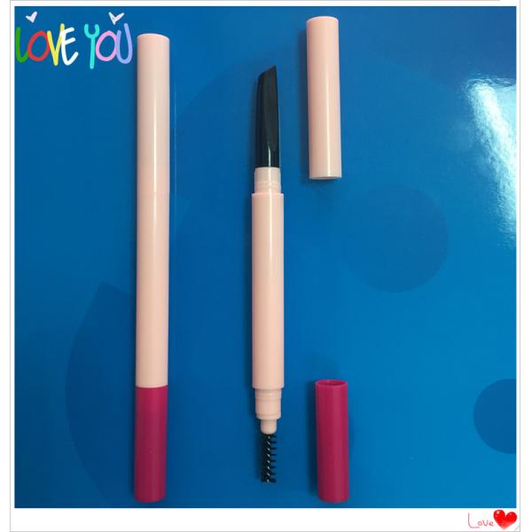 OEM customized color 10x140mm plastic double head eyebrow pencil with different nib