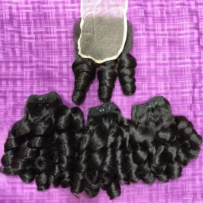 Double Drawn Raw Virgin Bouncy Brazilian Funmi Hair Curly Pissy Egg For Lagos
