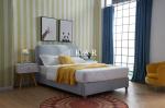 Single Modern Design Wooden Legs Fabric Upholstered Bed
