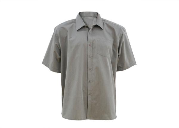 Grey Color Mens Oxford Work Shirts , Short Sleeve Button Up Work Shirts Anti