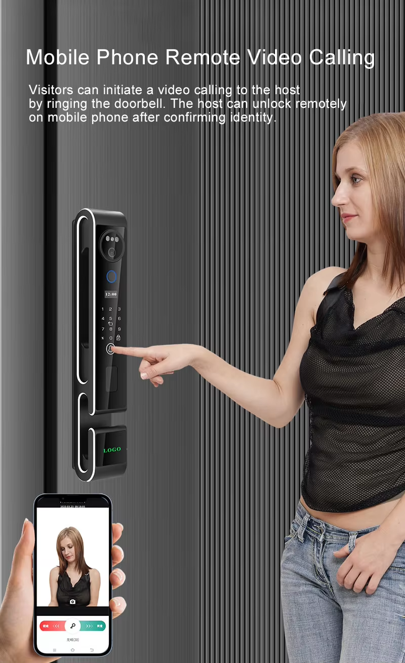 S666max 3D Face ID Recognition Door Lock With Video Calling Card Key Code Multi-unlock Ways
