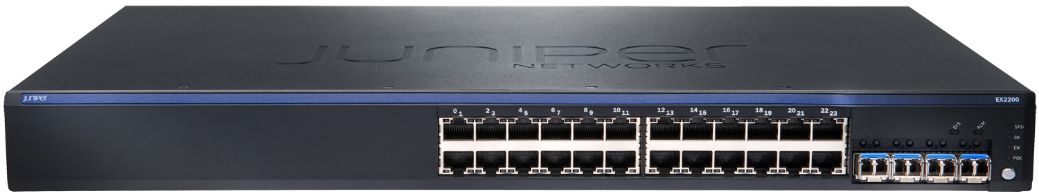 juniper EX2200-24T-4G,EX 2200, 24-port 10/100/1000BaseT with 4 SFP uplink ports (optics not included)