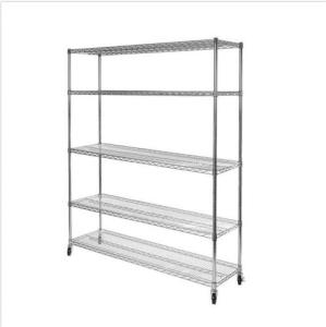 China 5 Tiers Durable Commercial Wire Shelving Unit With Castors For Snacks Storage factory