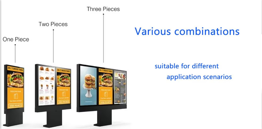 Android Vertical Dual Restaurants Menu Board LCD Screen Digital Signage Outdoor 55inch Waterproof Touch LCD Advertising Kiosk