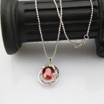 Women Fashion Oval Garnet Cubic Zirconia Pendant 925 Sterling Silver Jewelry