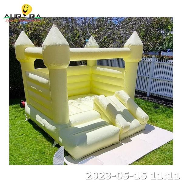 Commercial Bounce House Inflatable Yellow With Slide For Toddlers Soft Play