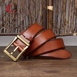China Standard Width Retro Style Genuine Leather Belt For Men 3 Color factory