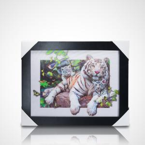 China 3D lenticular painting poster PET 30*40cm 5D lenticular poster tigers 3D painting with black frame for home decoration factory