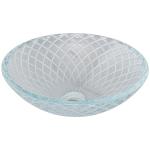 145mm Glass Bathroom Vanity Sink Small Shallow Vessel CNC Engraving Transparent