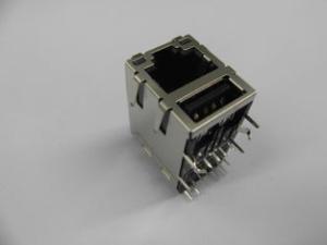 China Single Port Tab Up 100 BASE Magnetic RJ45 Jack Module With LEDS factory